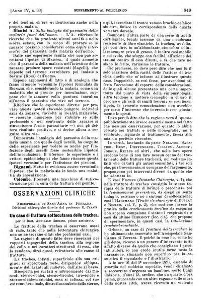 Supplemento al policlinico periodico di medicina, chirurgia ed igiene