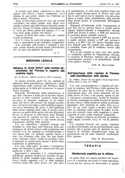 Supplemento al policlinico periodico di medicina, chirurgia ed igiene