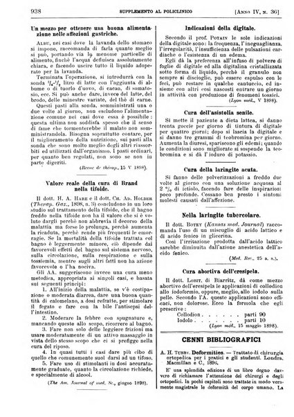 Supplemento al policlinico periodico di medicina, chirurgia ed igiene