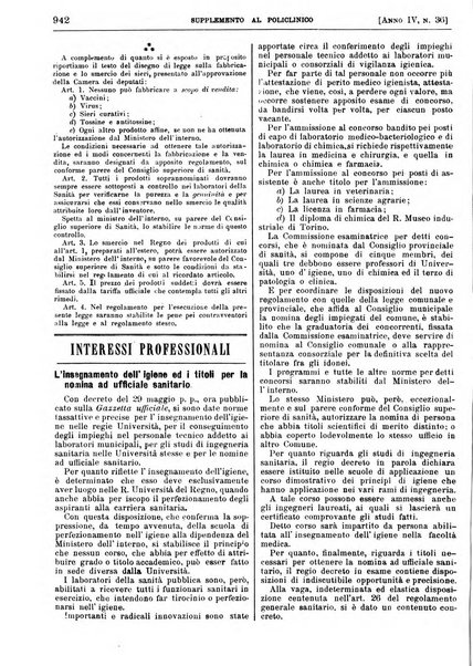 Supplemento al policlinico periodico di medicina, chirurgia ed igiene