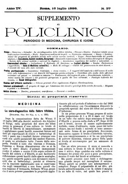 Supplemento al policlinico periodico di medicina, chirurgia ed igiene