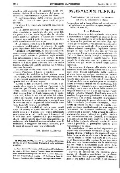 Supplemento al policlinico periodico di medicina, chirurgia ed igiene