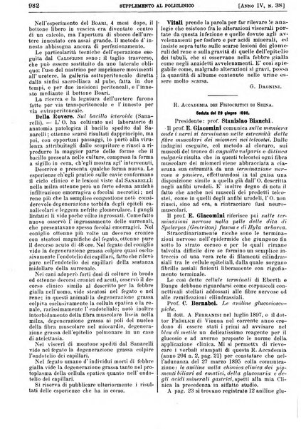 Supplemento al policlinico periodico di medicina, chirurgia ed igiene