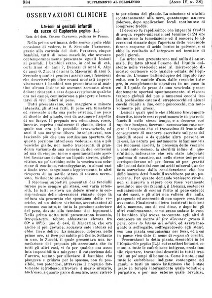 Supplemento al policlinico periodico di medicina, chirurgia ed igiene