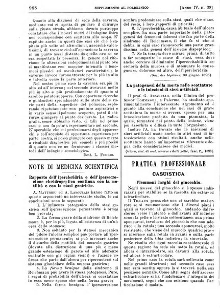 Supplemento al policlinico periodico di medicina, chirurgia ed igiene