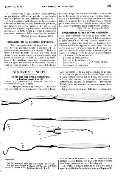 Supplemento al policlinico periodico di medicina, chirurgia ed igiene