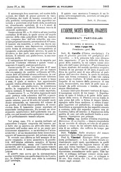 Supplemento al policlinico periodico di medicina, chirurgia ed igiene