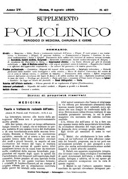 Supplemento al policlinico periodico di medicina, chirurgia ed igiene