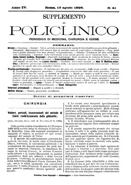 Supplemento al policlinico periodico di medicina, chirurgia ed igiene