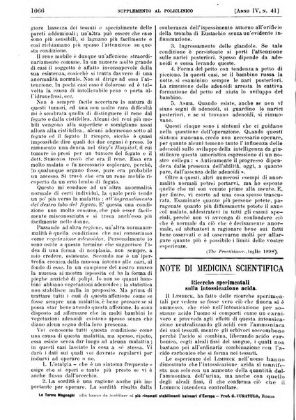 Supplemento al policlinico periodico di medicina, chirurgia ed igiene