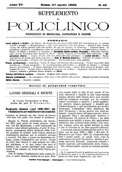 Supplemento al policlinico periodico di medicina, chirurgia ed igiene