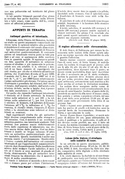 Supplemento al policlinico periodico di medicina, chirurgia ed igiene