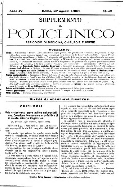 Supplemento al policlinico periodico di medicina, chirurgia ed igiene