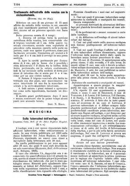 Supplemento al policlinico periodico di medicina, chirurgia ed igiene