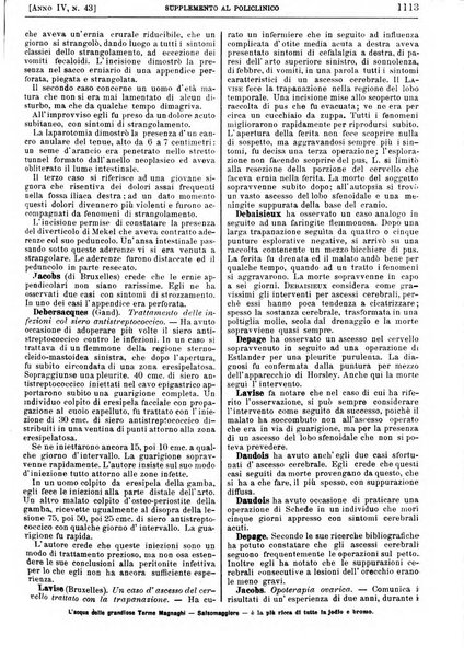 Supplemento al policlinico periodico di medicina, chirurgia ed igiene