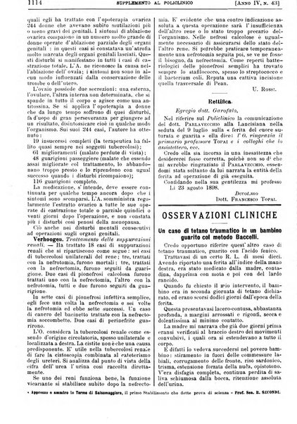 Supplemento al policlinico periodico di medicina, chirurgia ed igiene