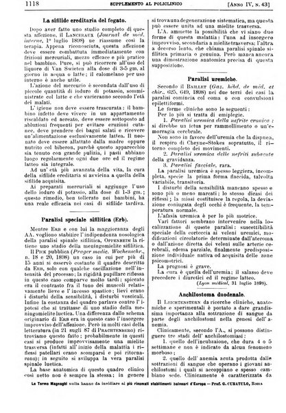 Supplemento al policlinico periodico di medicina, chirurgia ed igiene