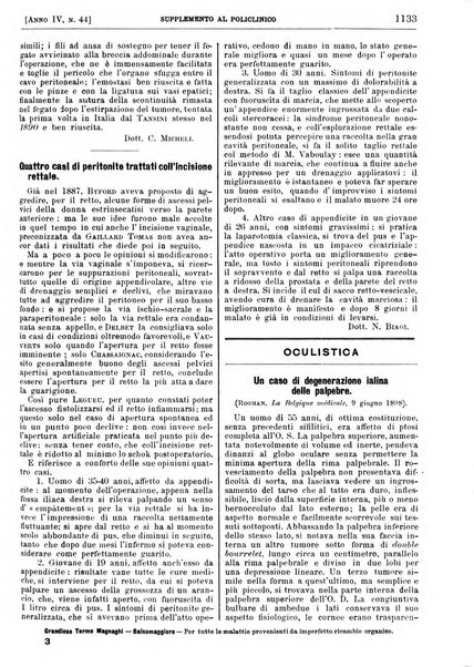 Supplemento al policlinico periodico di medicina, chirurgia ed igiene