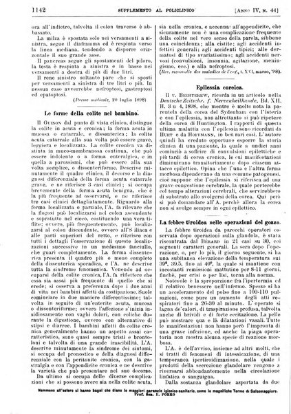 Supplemento al policlinico periodico di medicina, chirurgia ed igiene