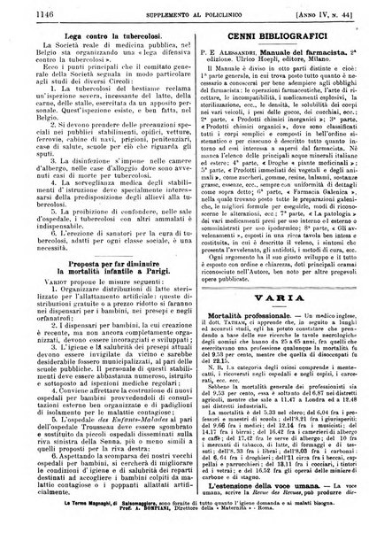 Supplemento al policlinico periodico di medicina, chirurgia ed igiene