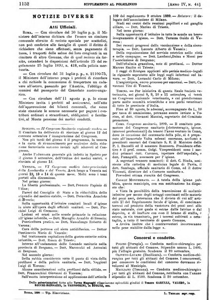 Supplemento al policlinico periodico di medicina, chirurgia ed igiene