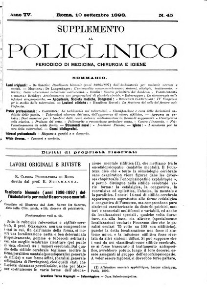 Supplemento al policlinico periodico di medicina, chirurgia ed igiene