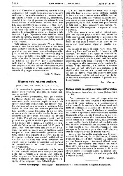 Supplemento al policlinico periodico di medicina, chirurgia ed igiene