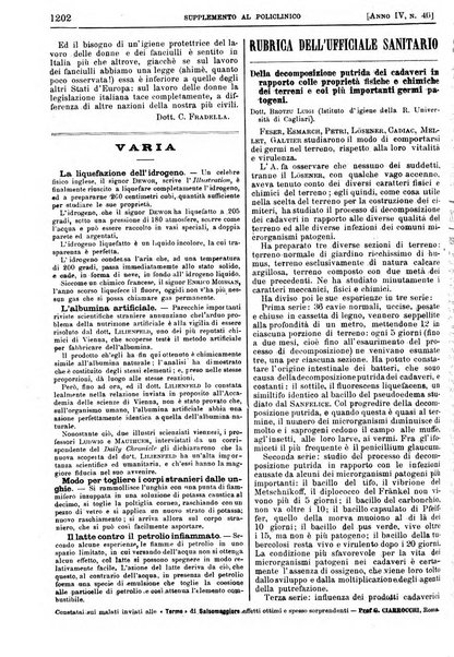 Supplemento al policlinico periodico di medicina, chirurgia ed igiene