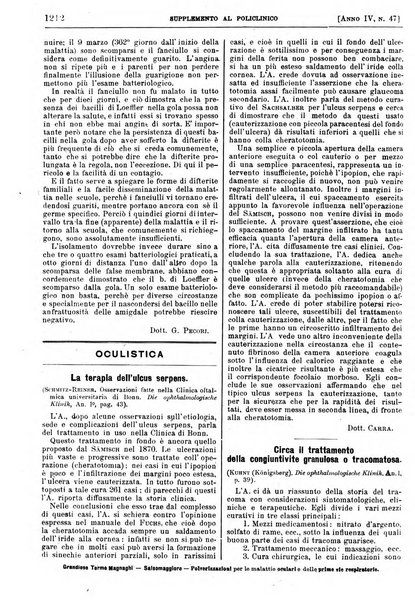 Supplemento al policlinico periodico di medicina, chirurgia ed igiene