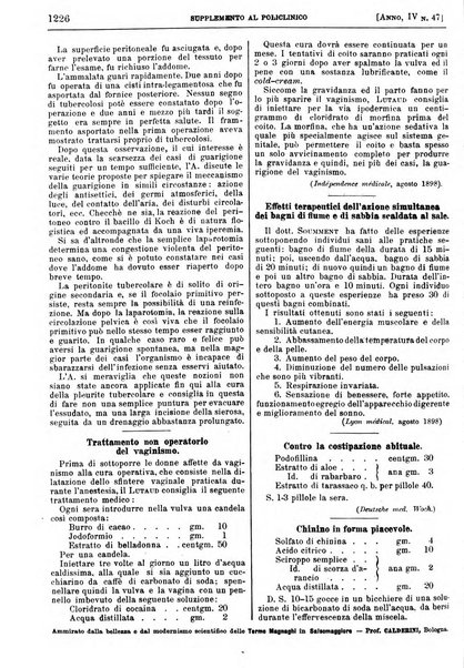 Supplemento al policlinico periodico di medicina, chirurgia ed igiene