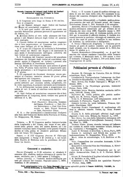 Supplemento al policlinico periodico di medicina, chirurgia ed igiene