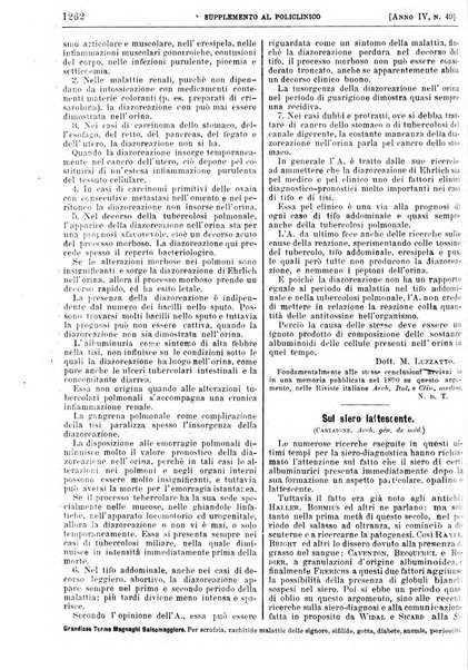 Supplemento al policlinico periodico di medicina, chirurgia ed igiene