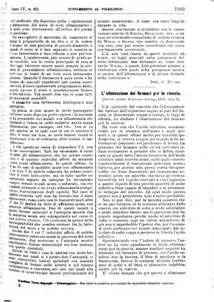 Supplemento al policlinico periodico di medicina, chirurgia ed igiene