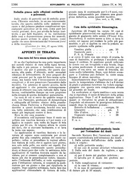 Supplemento al policlinico periodico di medicina, chirurgia ed igiene