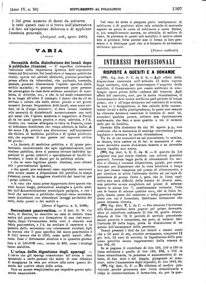 Supplemento al policlinico periodico di medicina, chirurgia ed igiene