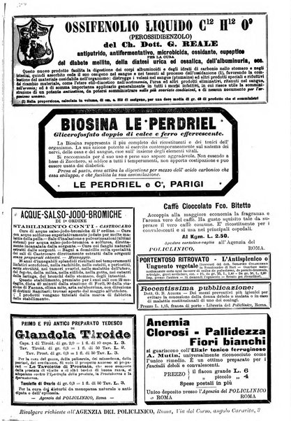 Supplemento al policlinico periodico di medicina, chirurgia ed igiene