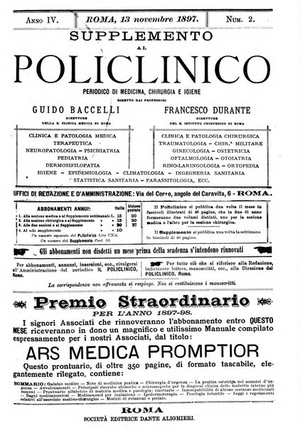 Supplemento al policlinico periodico di medicina, chirurgia ed igiene