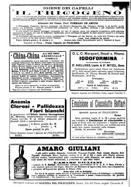 Supplemento al policlinico periodico di medicina, chirurgia ed igiene