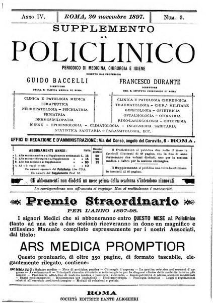 Supplemento al policlinico periodico di medicina, chirurgia ed igiene