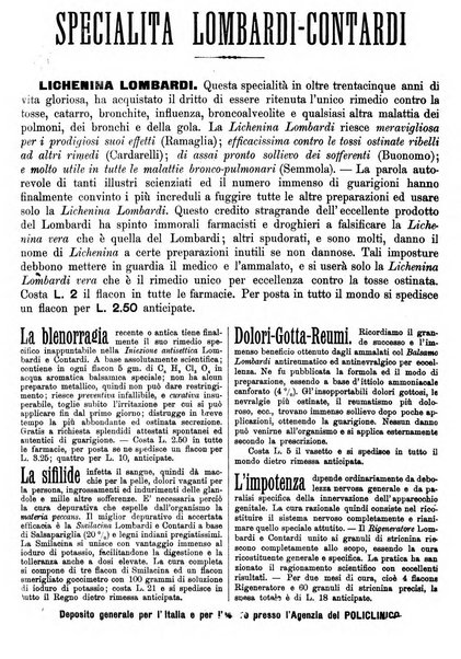 Supplemento al policlinico periodico di medicina, chirurgia ed igiene