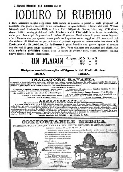 Supplemento al policlinico periodico di medicina, chirurgia ed igiene