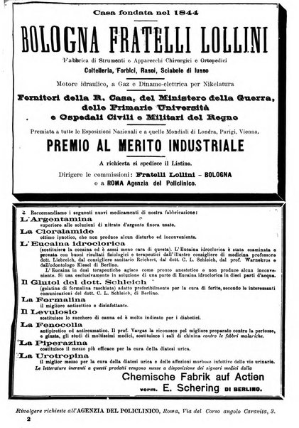 Supplemento al policlinico periodico di medicina, chirurgia ed igiene