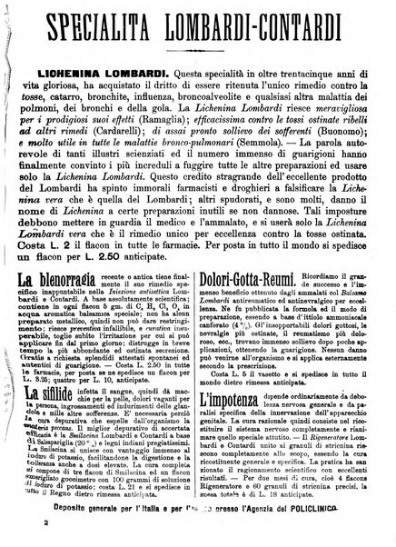 Supplemento al policlinico periodico di medicina, chirurgia ed igiene