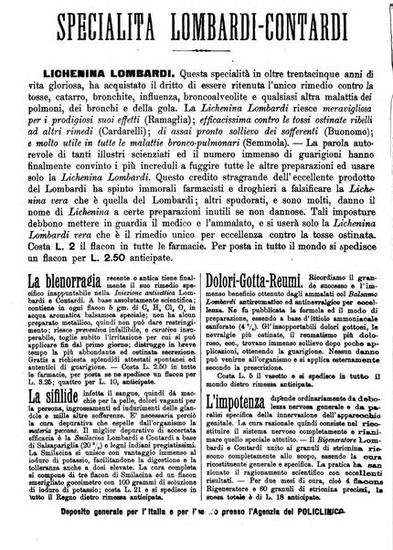 Supplemento al policlinico periodico di medicina, chirurgia ed igiene