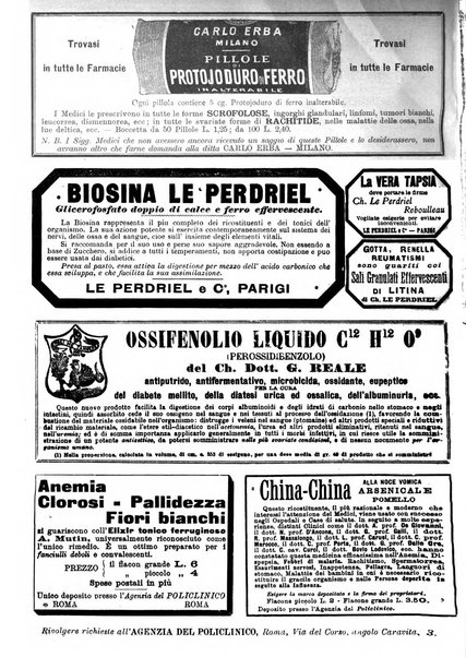 Supplemento al policlinico periodico di medicina, chirurgia ed igiene