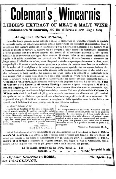 Supplemento al policlinico periodico di medicina, chirurgia ed igiene