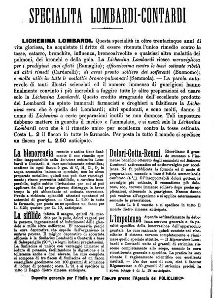 Supplemento al policlinico periodico di medicina, chirurgia ed igiene