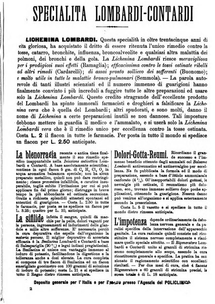 Supplemento al policlinico periodico di medicina, chirurgia ed igiene