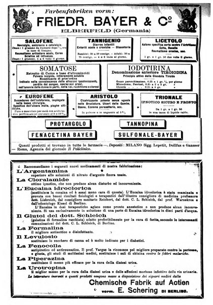 Supplemento al policlinico periodico di medicina, chirurgia ed igiene