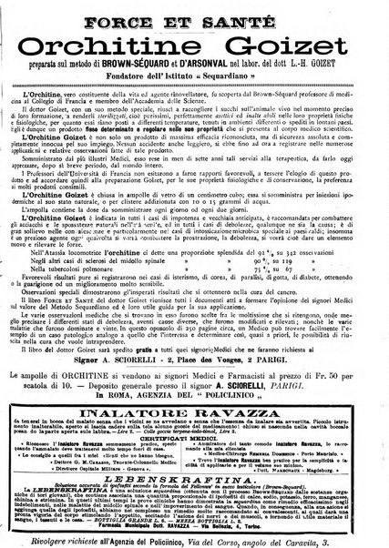 Supplemento al policlinico periodico di medicina, chirurgia ed igiene